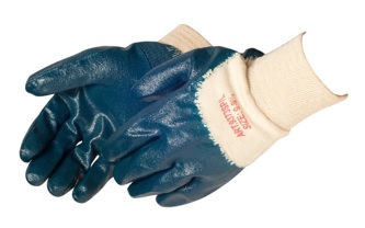 GLOVE NITRILE PALM COAT;INTERLOCK LINE KNIT WRIS - Latex, Supported